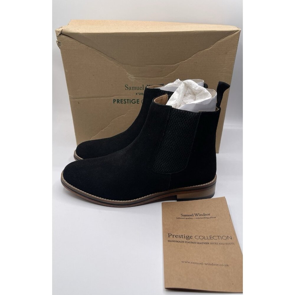 Samual Windsor Men’s Chelsea Boots Size 6 UK Hand Made Quality Black Suede